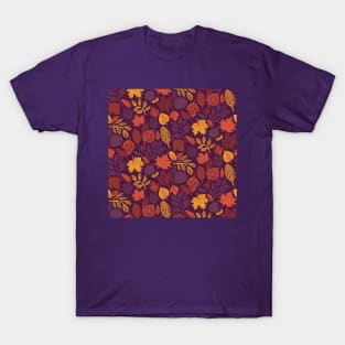 Eggplant Fall Leaves T-Shirt